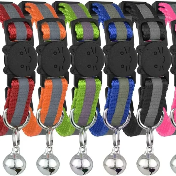 6-Pack Reflective Cat Collars with Bell